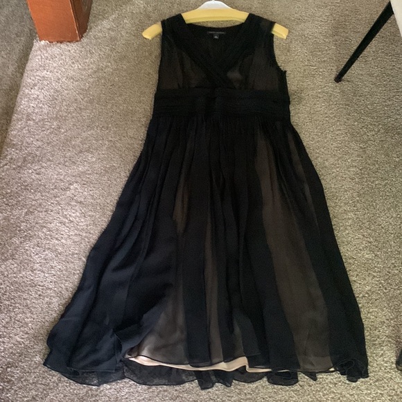 Banana Republic sheer black dress with nude slip, size 6 - Picture 3 of 9